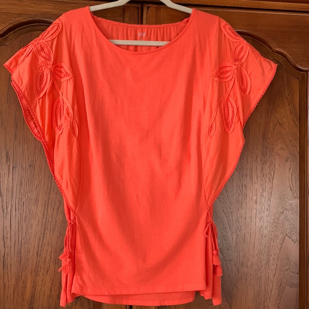 A.N.A Beautiful Coral/Peach Summer Top With Adjustable Side Tassels Size XL - Picture 1 of 14